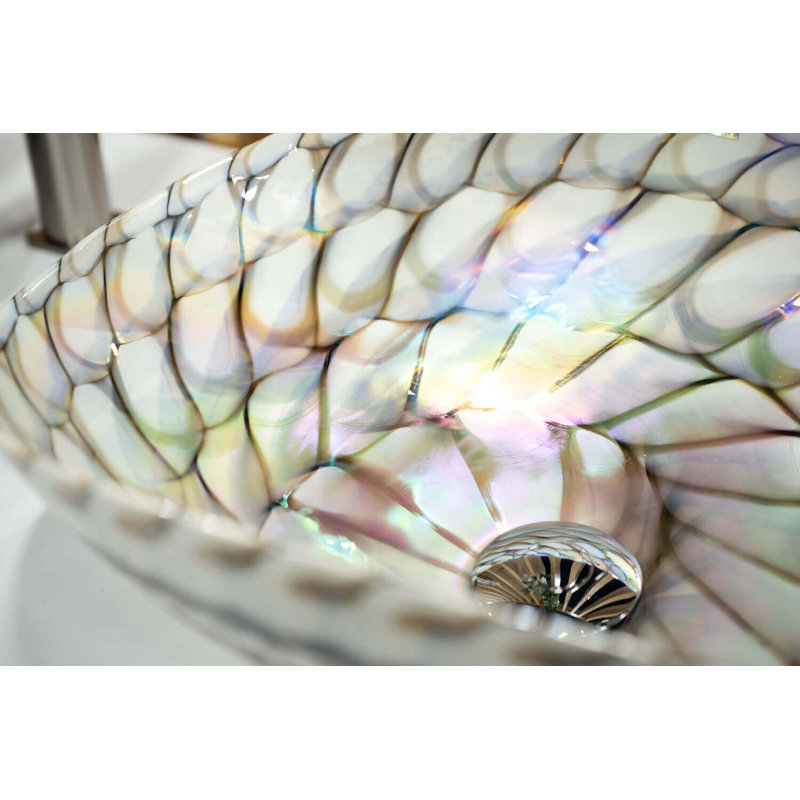 Ruvati 13.5'' Glass Oval Bathroom Sink, Nautilus Brown