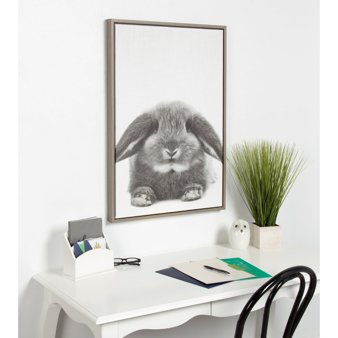 Melita 'Rabbit Animal Print Portrait' Framed Photographic Print on Wrapped Canvas Ebern Designs 
