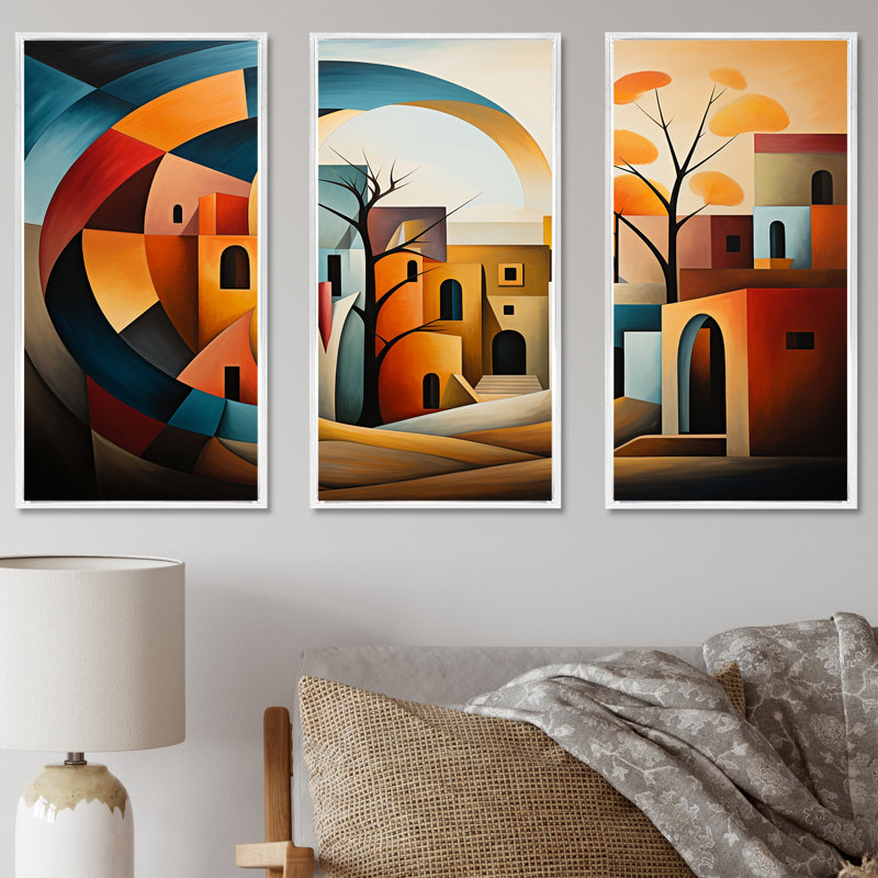 Ensemble de décorations murales Cubic, Cadre flottant blanc, H 40 po x l 60 po x P 1 po