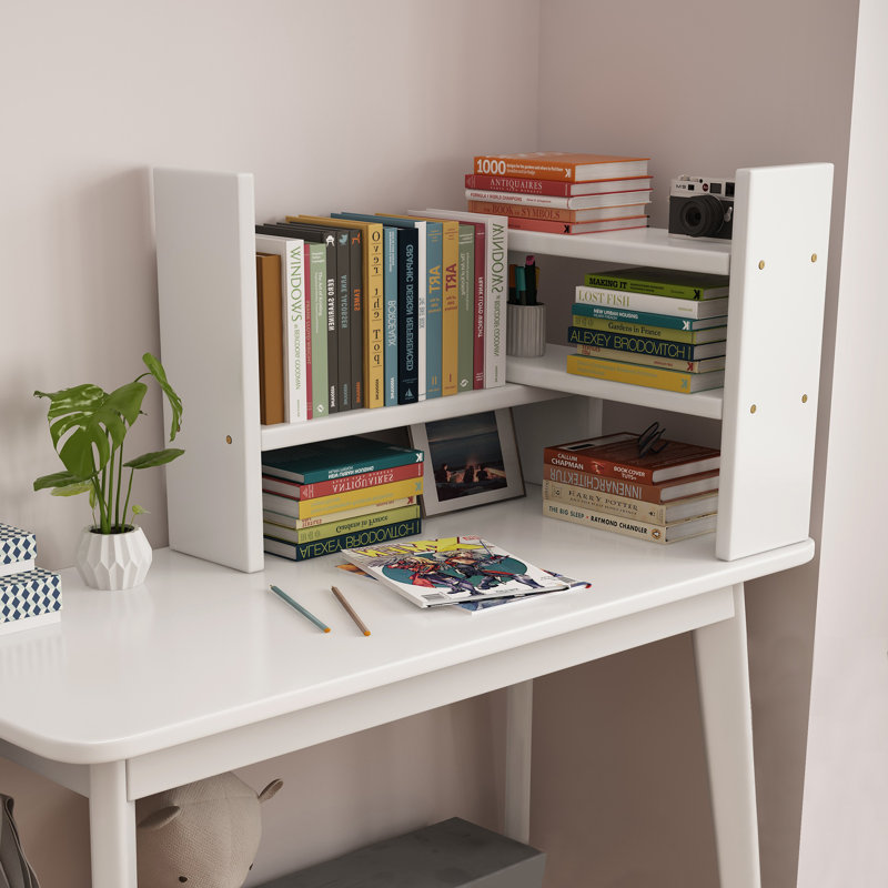 Planada Solid Wood Desktop Organizer Stackable Desk Organizer Bookshelf, White