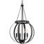 Lustre moderne à 4 lumières 25 "avec finition texturée gris et noir