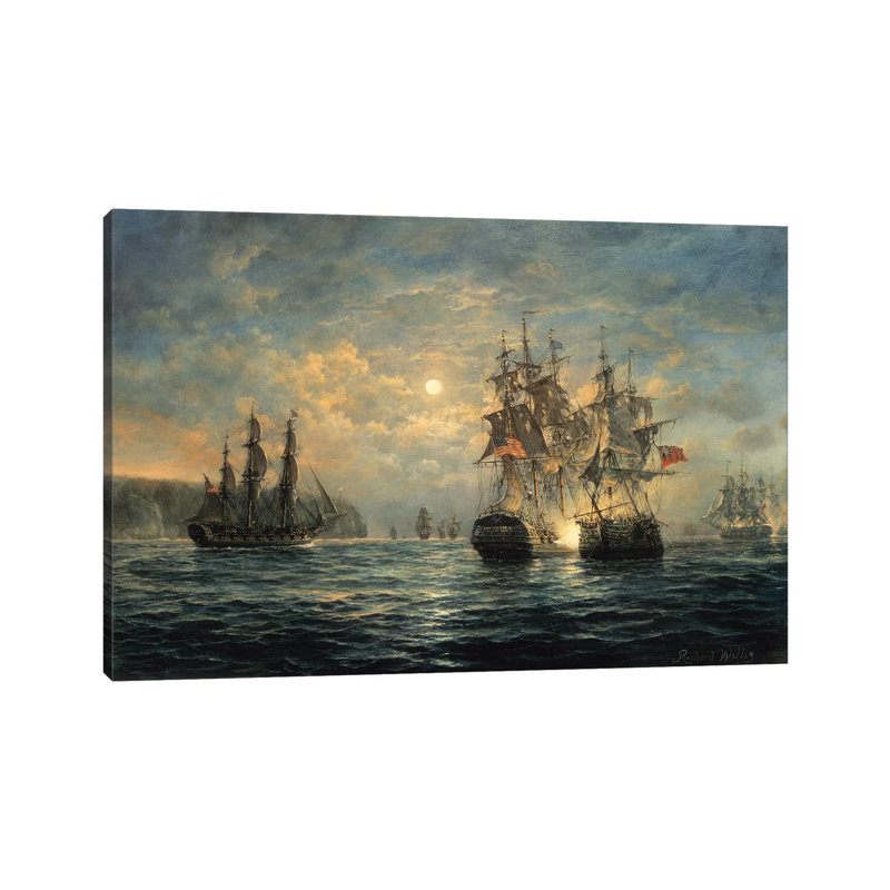 Engagement Between The "Bonhomme Richard" And The "Serapis" Off Flamborough Head, 1779 by Richard Willis - Painting on Canvas