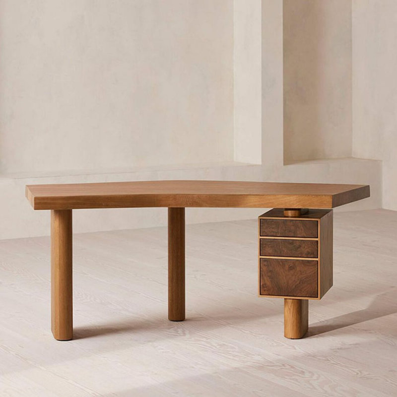 Creative solid wood desk with drawer cabinet, Right Hand Return, 29.53" H x 55.12" W x 23.62" D