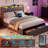 FullSize Upholstered Bed Frame with LED Lights,Platform Bed Frame with 2 Sliding Drawers and Storage Headboard,Built-in Charging Station-943391657