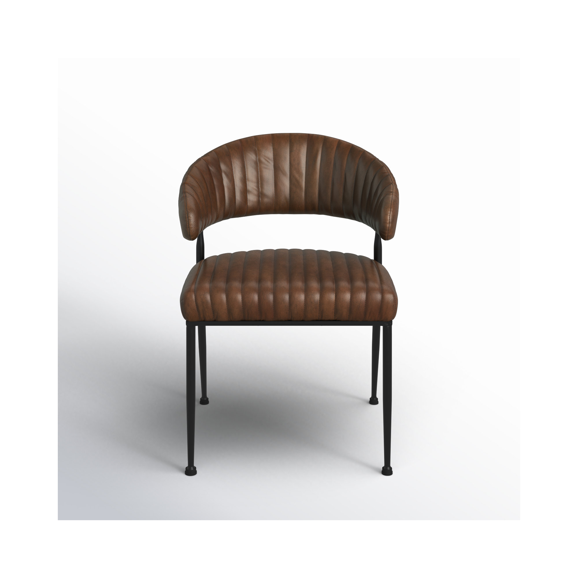 Romantas Leather Side Chair, Brown