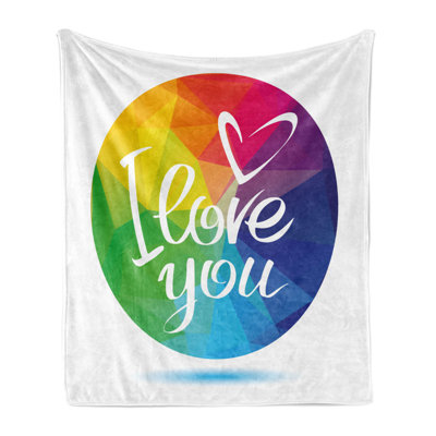 Ambesonne Pride Fleece Throw Blanket Round Frame Romance Multicolor