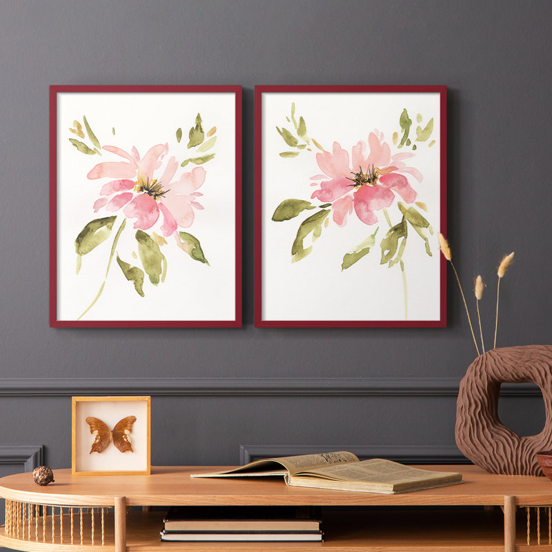 «One Pink Bloom I», reproduction encadrée de qualité supérieure - prête à être accrochée - aucun clou requis - aucun clou requis