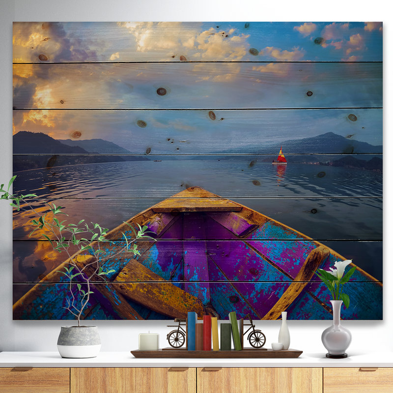 « bateau », reproduction de photo sur bois, H 30 po x l 40 po x P 1,5 po, Bois