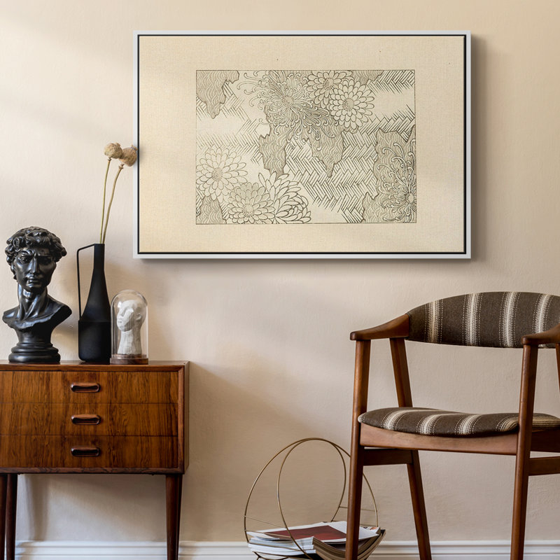 Croquis rétro XLVII - reproduction encadrée sur toile, H 17 po x l 25 po, Blanc