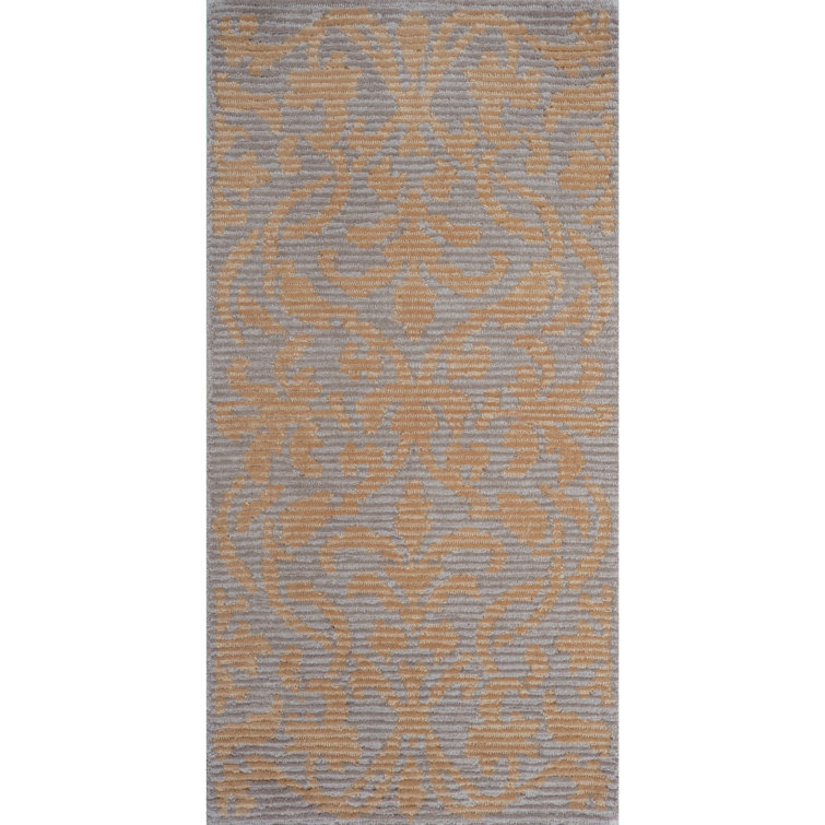 Medici Hand Tufted Wool Damask Area Rug in Taupe/Gray