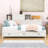 3 Drawers Wooden Daybed with Pushable Shelf, USB & Socket Charging Station-406196094-402812623