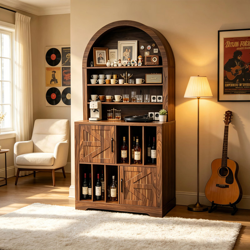 Armoire de rangement 68 po pour disque vinyle avec support pour tourne-disque
