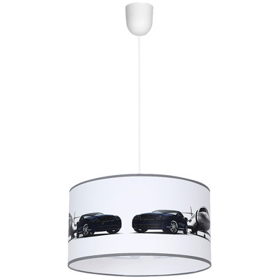 Deron 1 - Light Black/White Drum Pendant
