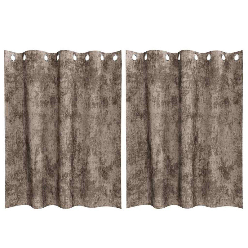 Alithia Velvet Room Darkening Curtain Pair, 140cm Width x 140cm Drop, Cappuccino