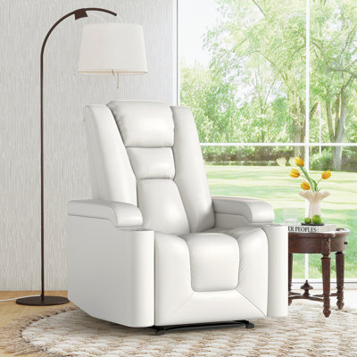 Keyaun 35'' Wide Modern and Soft Vegan Leather Power Recliner with Cup Holder and USB Port
