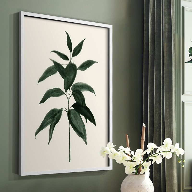 «Soft Greenery I», reproduction encadrée - bois massif, Blanc, H 20 po x l 16 po