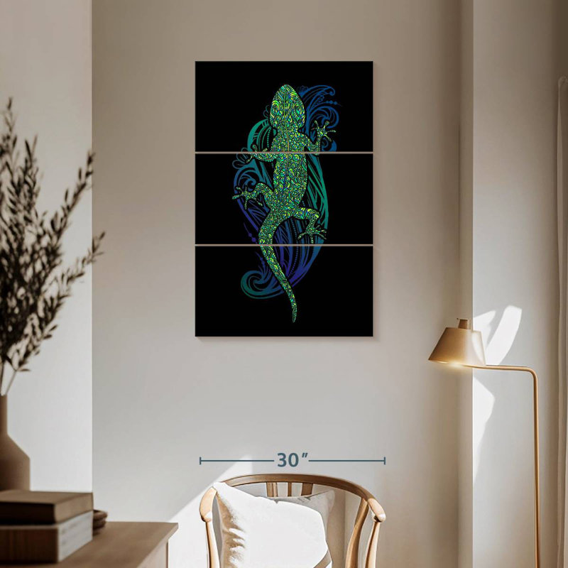 Brampt Tribal Green Lizard, 57" H x 36" W