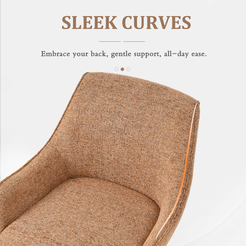 Gefjun 46cm H Upholstered Metal Upholstered Back Armchair, Camel Chenille