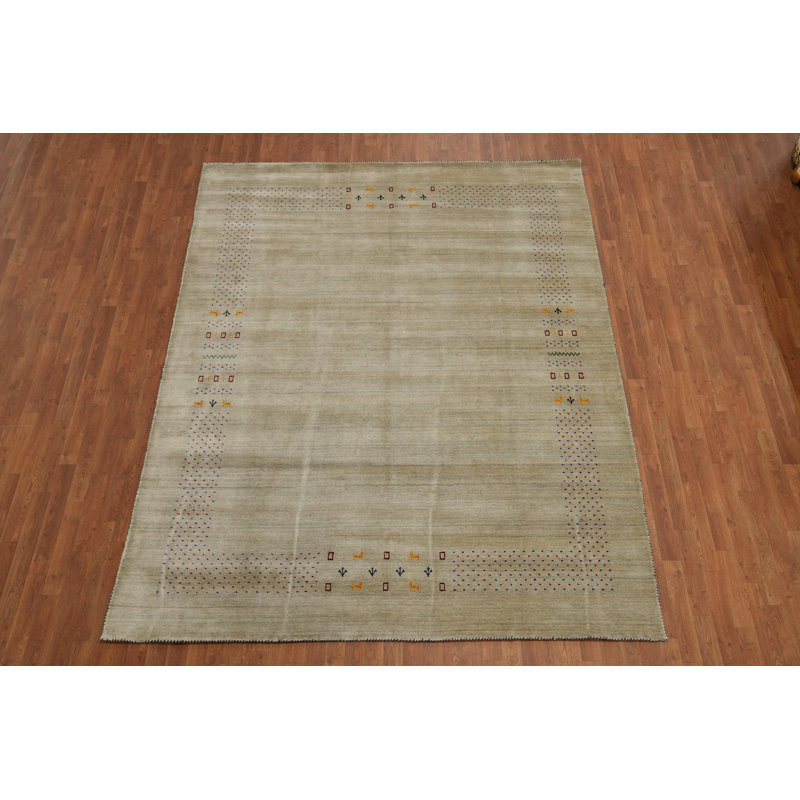 Tapis oriental beige en laine Gabbeh 8 x 10