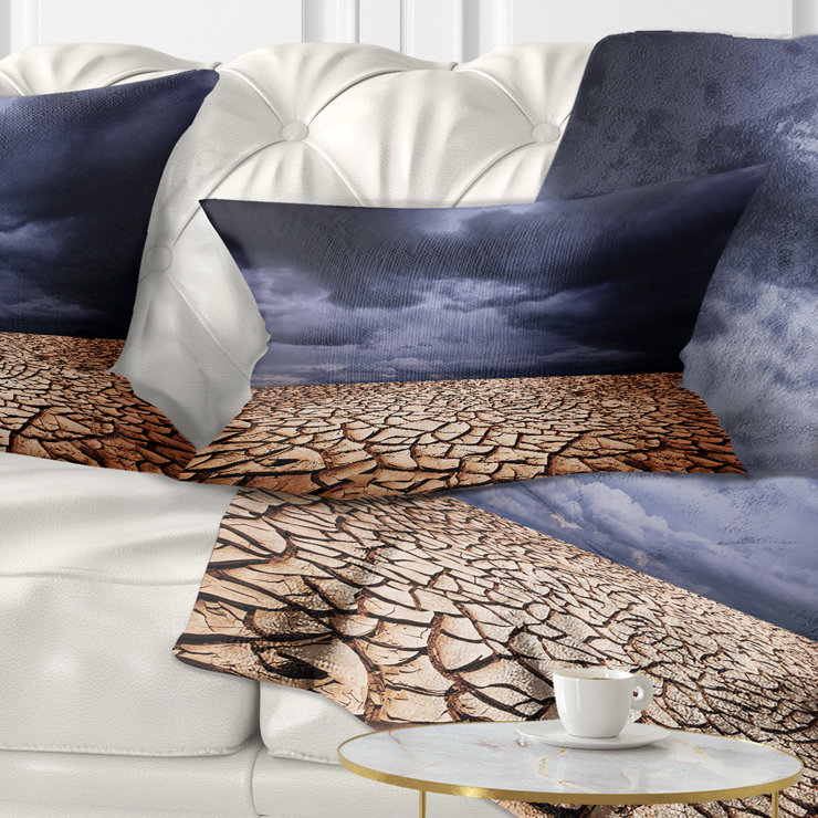 Dramatic Pillows Design Art Dramatic Cloudy Sky over Drought Land Lumbar Pillow | Wayfair