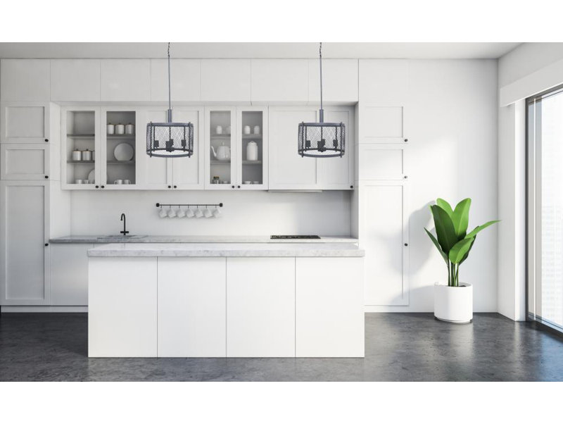 Luminaire suspendu tambour 4 lumières Glen, Gris foncé