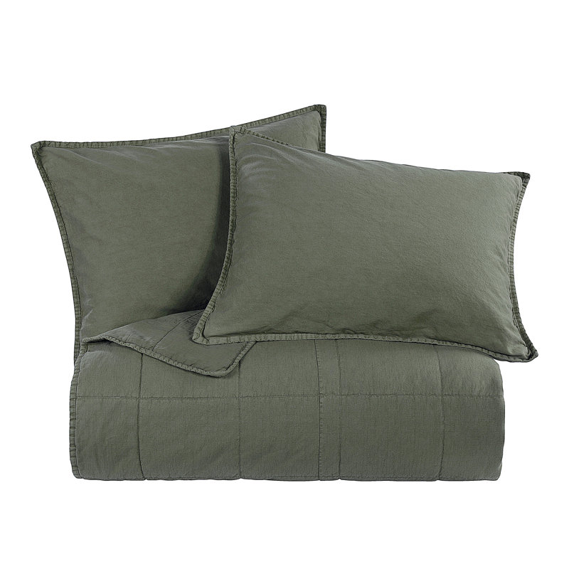  Stonewashed Cotton Canvas Solid Color Timeless Basic Rustic Chic Coverlet Set, Sarsaparilla, King Coverlet + 2 King Shams