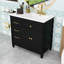 Meuble-lavabo autoportant avec lavabo en céramique, tablettes réglables et 4 tiroirs-774755927