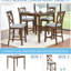 Ensemble de salle à manger 5 pièces en noyer, comprenant une table carrée et 4 chaises rembourrées, idéal pour les petits espaces. Chaises confortables et ergonomiques.