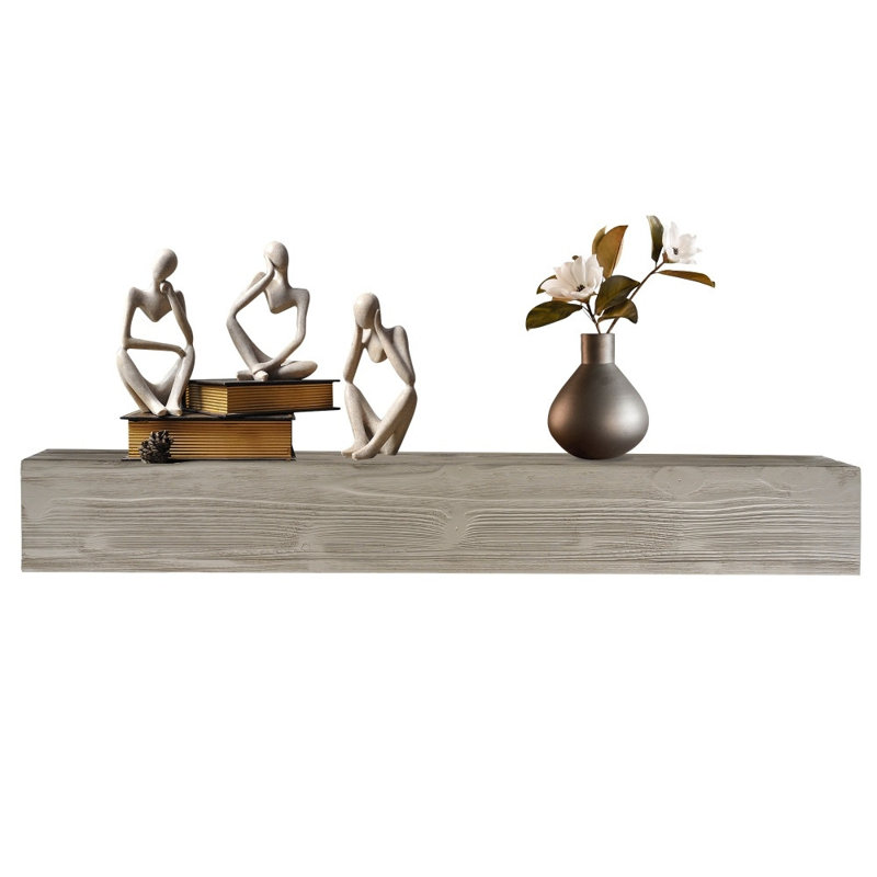 72 Inch Rustic Wood Fireplace Mantel Shelf, Wall-Mounted Floating Shelf for Home Decoration, Gray