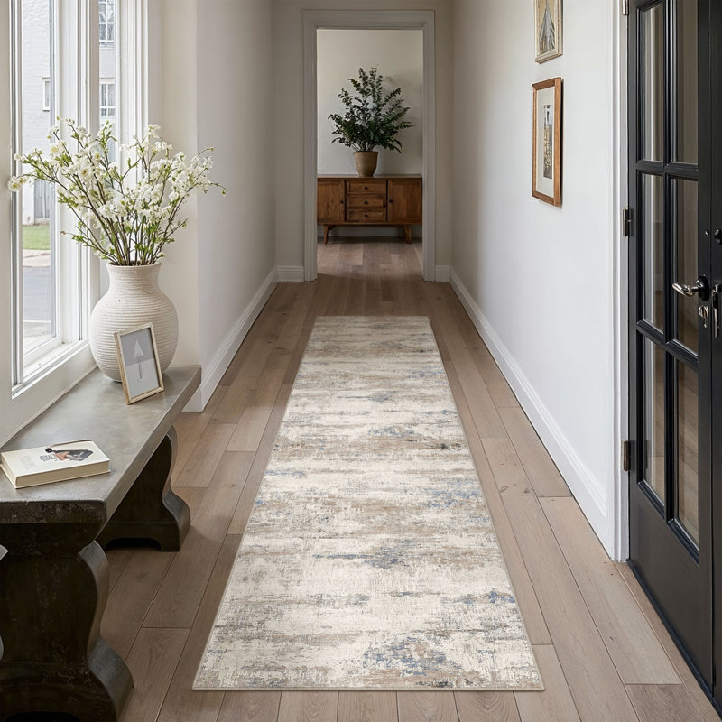 Sarah Modern Abstract Machine Washable Area Rug, Runner 2' x 8'