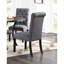 2 pièces de chaises de salle à manger gris anthracite, style contemporain avec revêtement en tissu et chaises d'appoint roulées à dossier de 2, housse de coussin de siège