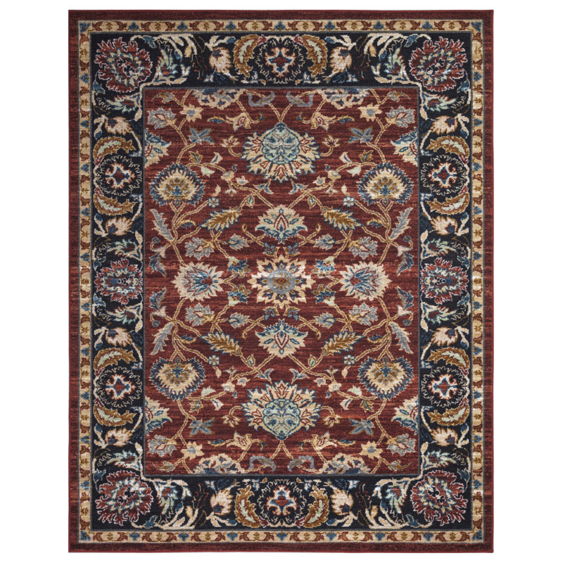 Lyanne Washable Non-Slip Red Area Rug, Rectangle 7'10" x 10'