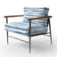 Chaise rembourrée rayée - bleu et blanc-1269708638