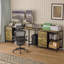 114" L-Shaped Desk With Power Hub, Industrial Gaming Desk - 6 Drawers, Removable Monitor Stand, Rustic Brown Home Office