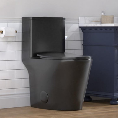 Toilette allongée une pièce avec siège confortable d'une hauteur de 17,3 po, chasse double puissance 0,8 / 1,28 GPF et carte 1000g