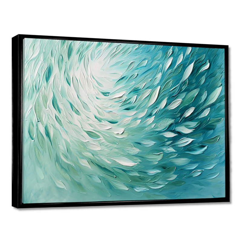 «Green Turquoise Boho Feather Wave», impression d'art mural plumes, H 12 po x l 20 po x P 1 po
