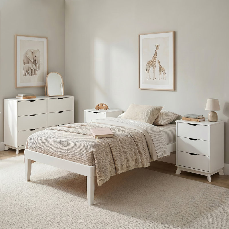 Marialana 4 Piece Bedroom Set, White, Twin
