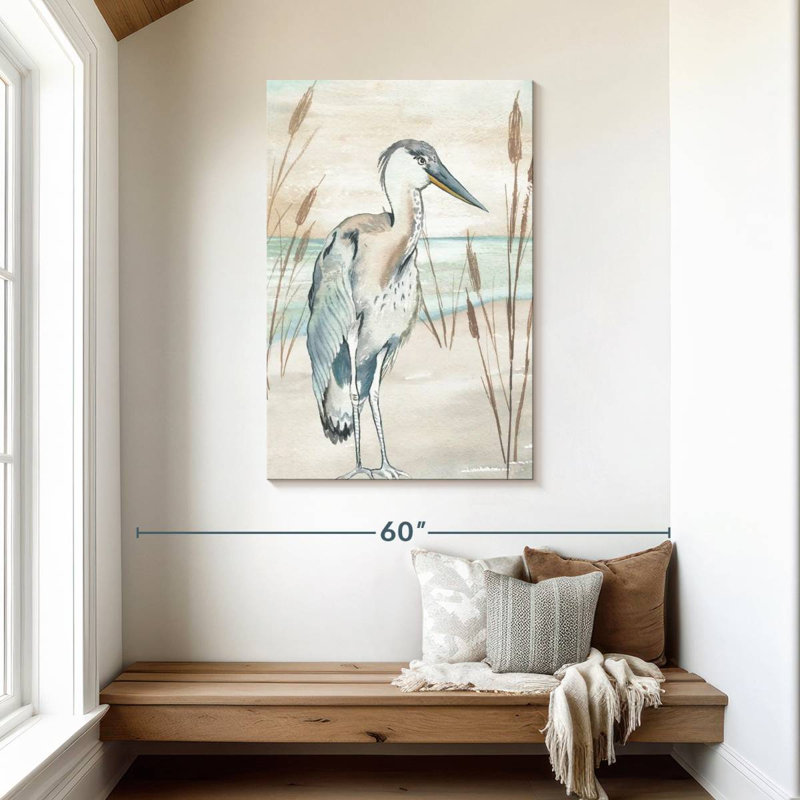 Brampt Heron By Beach Grass I, 45" H x 30" W