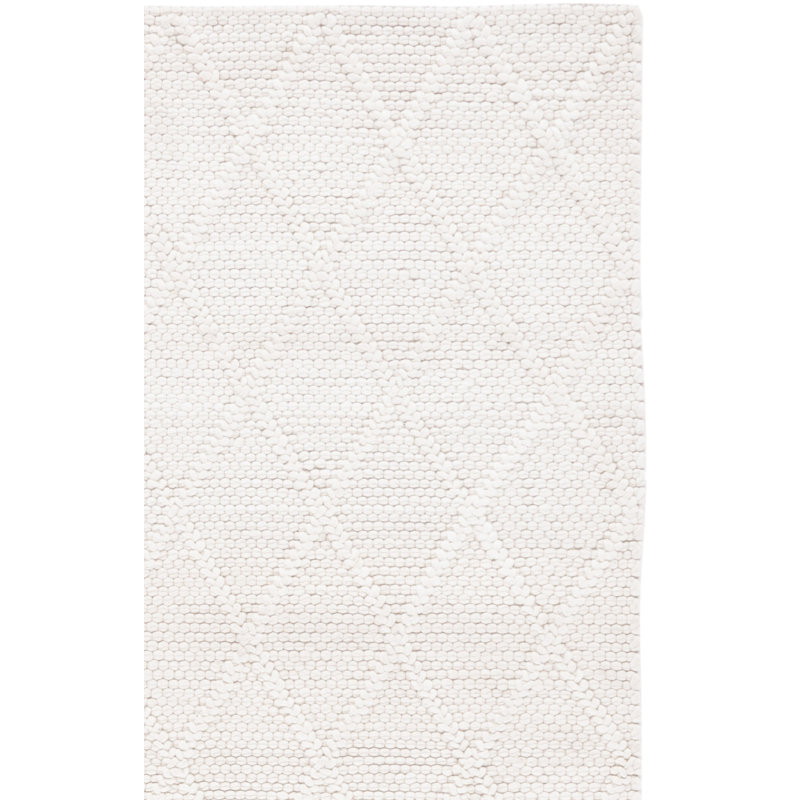 Krizal Hand Woven Wool/Viscose Geometric Rug in Ivory, Rectangle 9' x 12'