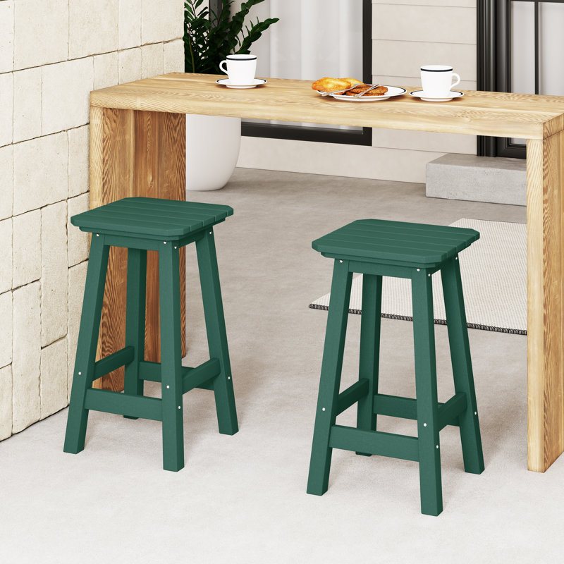 Tabouret de comptoir carré 24 po Laguna, Vert foncé