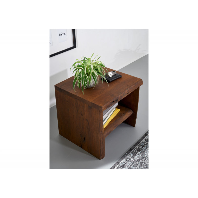 45cm W Solid Wood Bedside Table, Brown