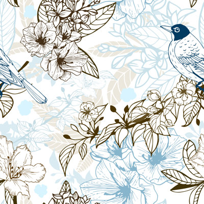 Rouleau de papier peint auto-adhésif L 10 pi x l 24 po Eraste Birds