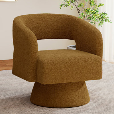 Fauteuil d'appoint pivotant en tonneau, fauteuil rembourré Teddy & Chenille avec base pivotante à 360 ° pleine perle, mobilier d'appoint moderne pour salon, chambre à coucher et meuble-lavabo