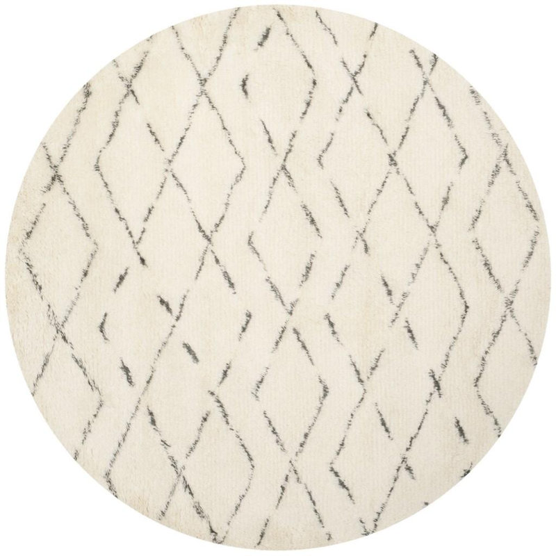 Aderhold Hand-Tufted Wool/Cotton Rug in Beige, Round 6'