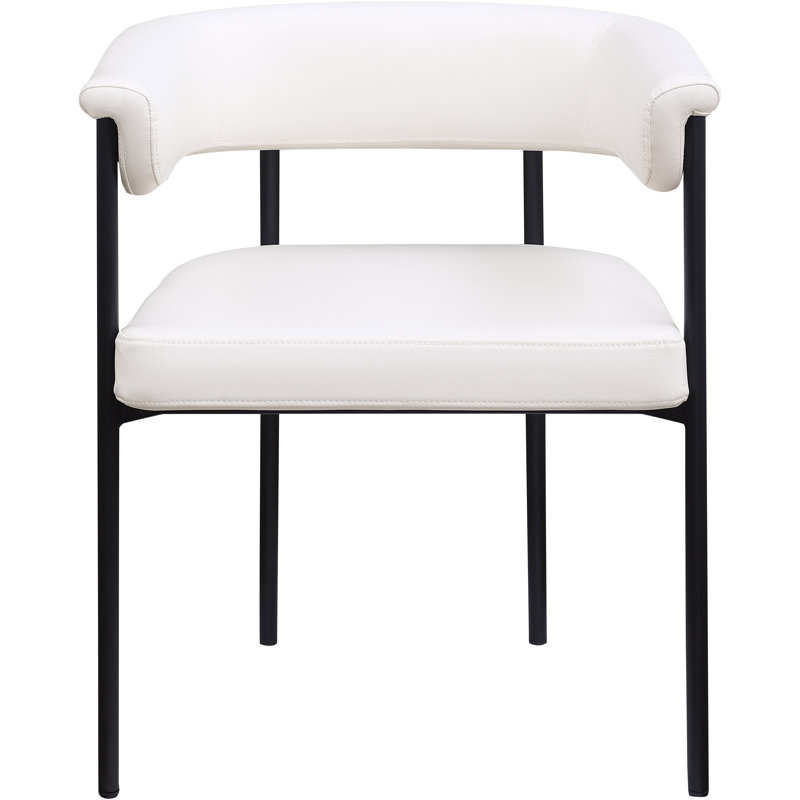 Malin Vegan Leather Arm Chair Dining Chair, Cream Vegan Leather