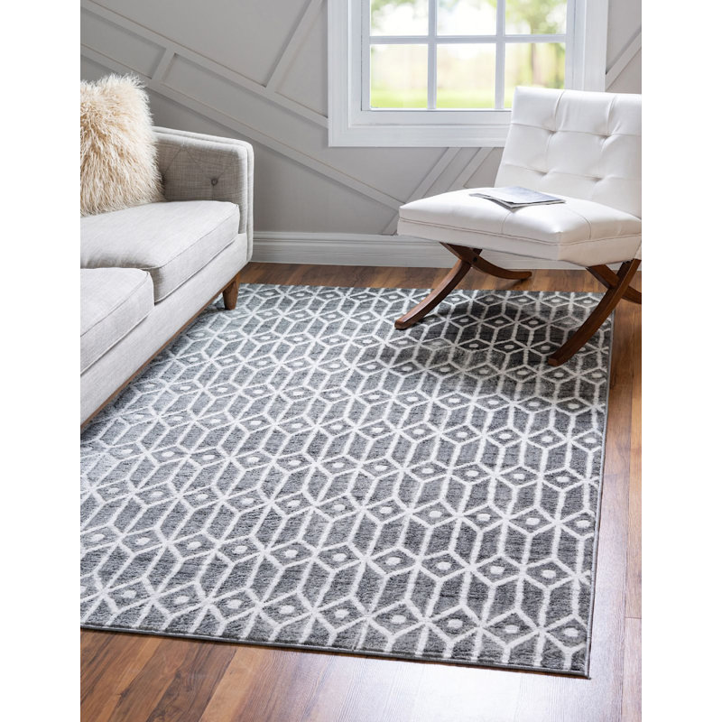 Tapis clidy contemporain couleur ardoise, Rectangle 7 pi x 10 pi