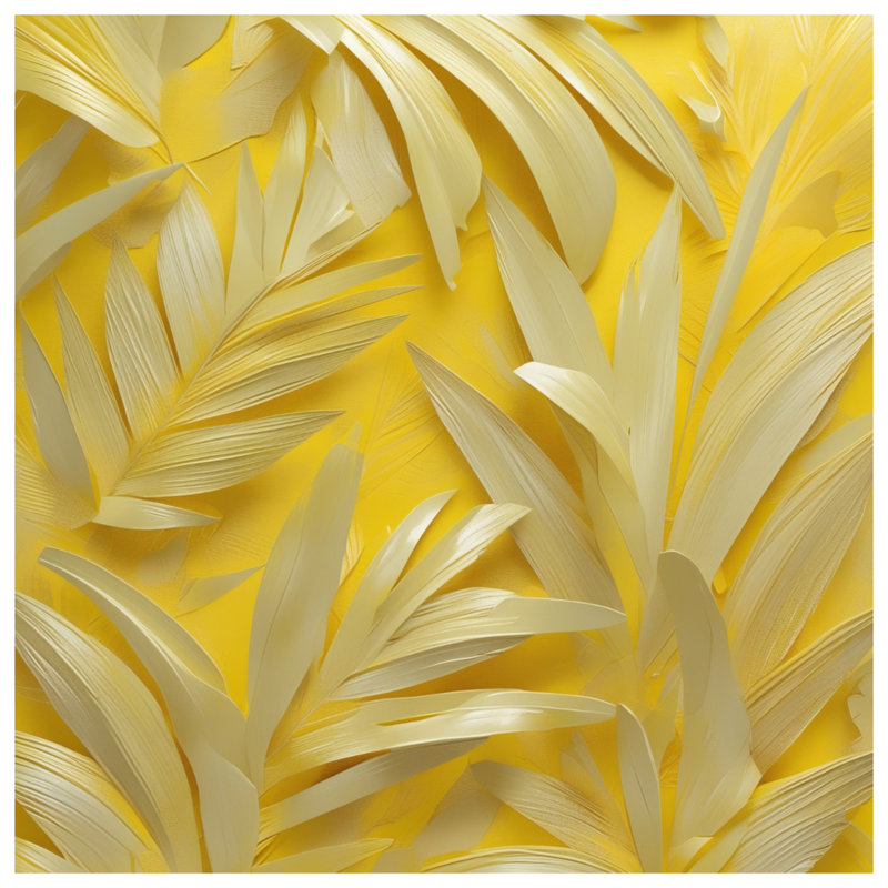 Yellow Palm Leaves Double Sided Throw Pillows, 14 X 14 pouces