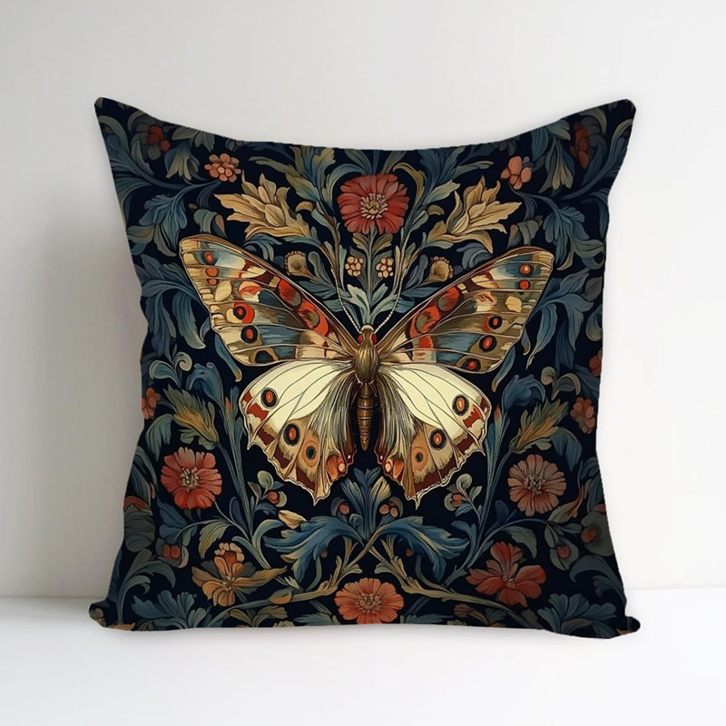 Housses de coussins décoratifs capitonnés 12 x 20, Motif floral noir, Carré 18 po