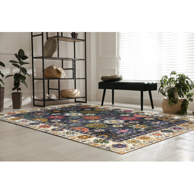 Tapis gris anthracite en laine noué à la main Lila Ruby