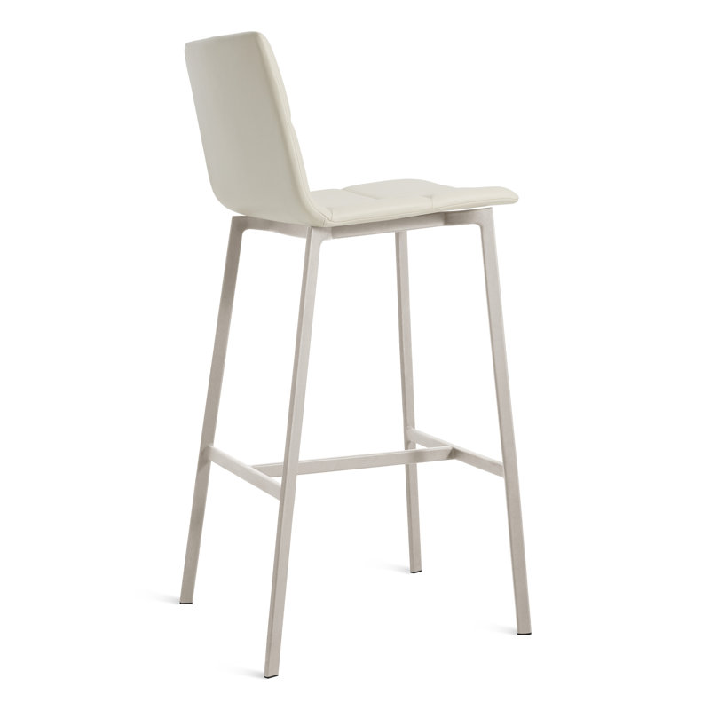 Between Us Stool, Ink Genuine Leather, Bar Stool (31" Seat Height), Black